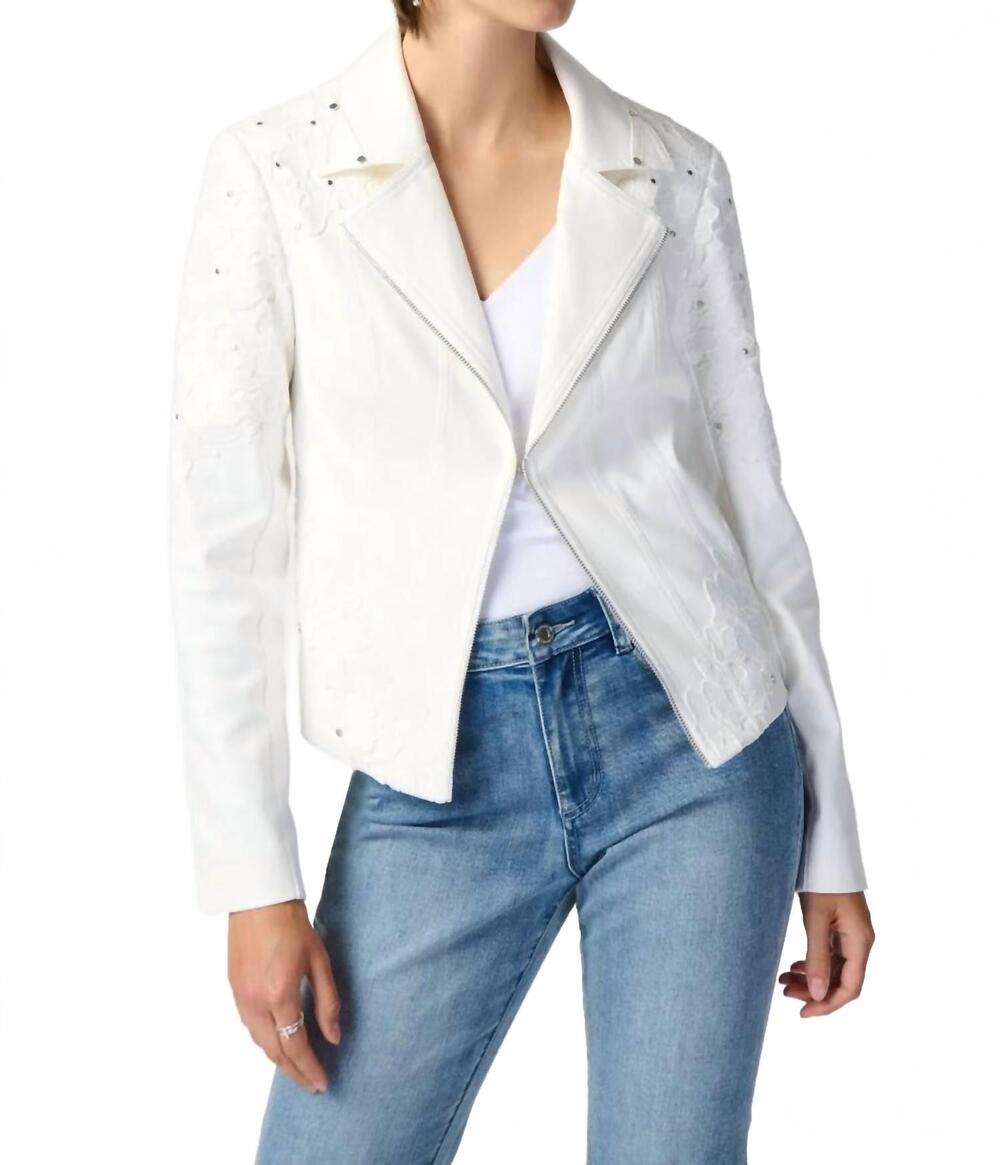 NEW JOSEPH RIBKOFF studded faux suede jacket in vanilla